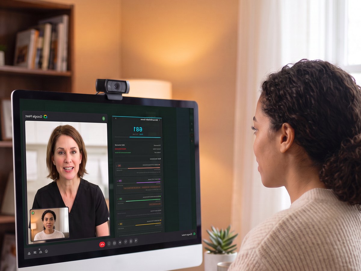 A member on a video visit with her provider from home